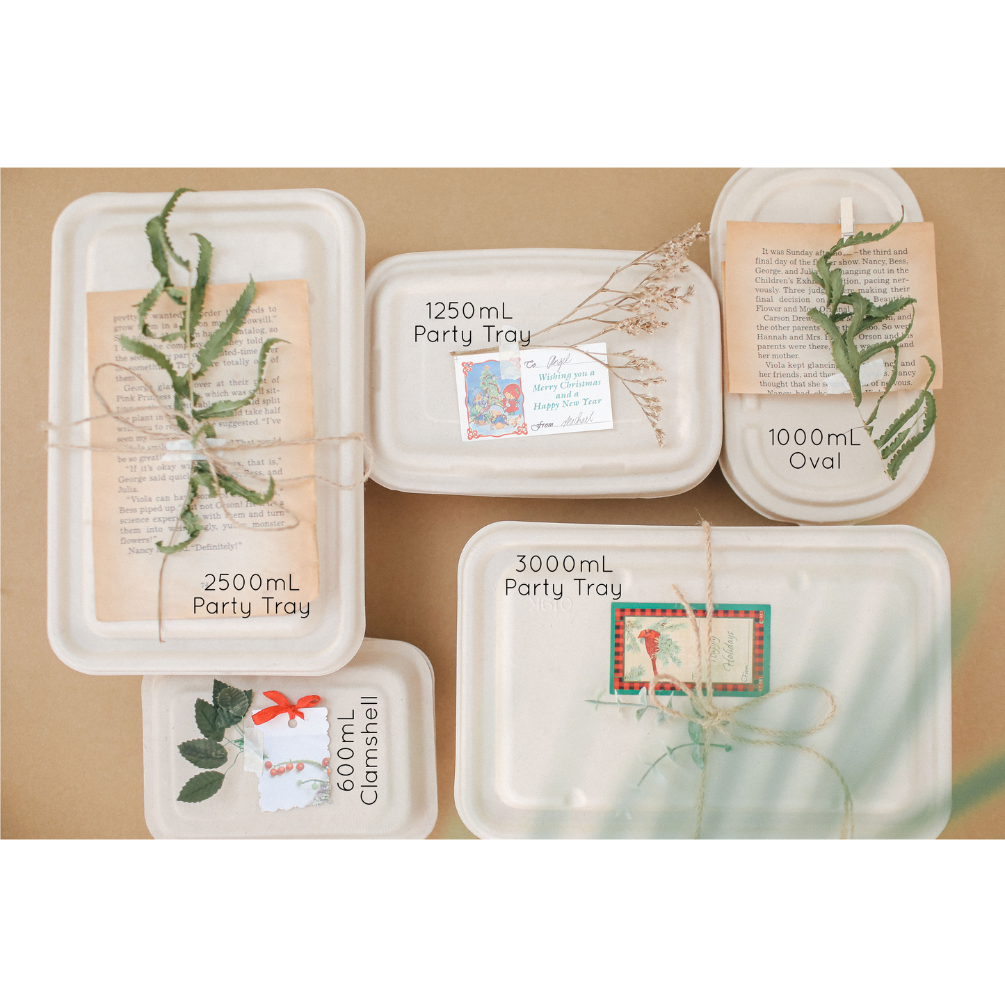 3000mL Party Tray - Sugarcane Bagasse Food Container